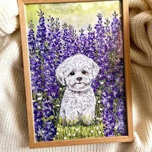 Tablou pictură Popas în lanul de Delphinium-Bichon/ Fundal Floral Delphinium-Lakspur - casă & stil de viață - decorațiuni de casă - picturi murale - tablouri/picturi pe pânză - Artynos.ro