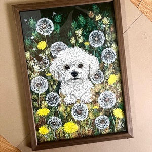 Tablou pictura Vraja Păpădiilor-Bichon în păpădii - casă & stil de viață - decorațiuni de casă - picturi murale - tablouri/picturi pe pânză - Artynos.ro