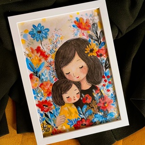 Tablou pictură Dragoste de mamă-Mama și fiica-Îmbrățisare - casă & stil de viață - decorațiuni de casă - picturi murale - tablouri/picturi pe pânză - Artynos.ro