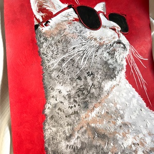 Tablou pictură White Cat with sunglasses - casă & stil de viață - decorațiuni de casă - picturi murale - tablouri/picturi pe pânză - Artynos.ro