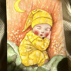 Tablou pictură Cute Baby sleep - casă & stil de viață - decorațiuni de casă - picturi murale - tablouri/picturi pe pânză - Artynos.ro