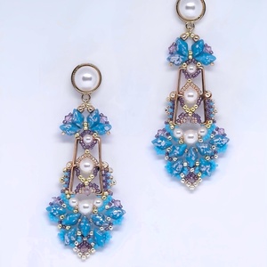 Cercei BLUE AURORA - bijuterii - cercei - cercei candelabru - Artynos.ro