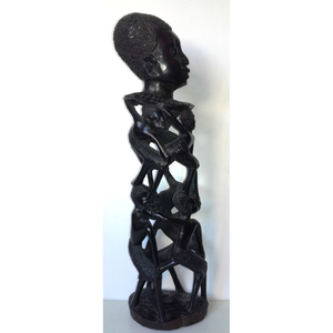Statuie din abanos sculptată de un sculptor makonde african - arte vizuale și accesorii  - sculptură - statuie lemn - Artynos.ro
