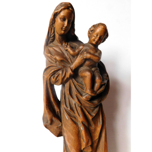 Madonna cu Semiluna, statuie sculptată din lemn - arte vizuale și accesorii  - sculptură - statuie lemn - Artynos.ro