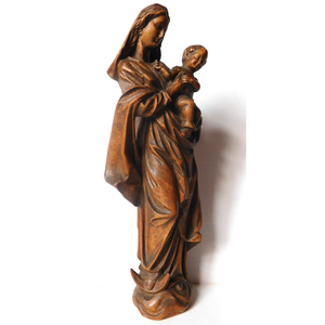 Madonna cu Semiluna, statuie sculptată din lemn - arte vizuale și accesorii  - sculptură - statuie lemn - Artynos.ro