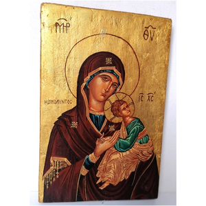 Copie pictată manual a icoanei bizantine Maria, Meteora, Grecia - casă & stil de viață - accesorii religioase - icoane cu sfinți - Artynos.ro