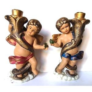 Ingerasi draguti cu sfesnice, statuete ceramice - Artynos.ro