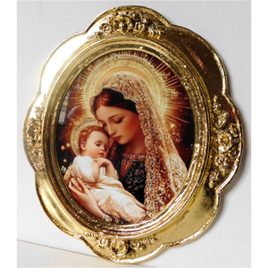 Maria cu pruncul Iisus, imagine de porțelan în ramă antică - casă & stil de viață - accesorii religioase - icoane cu sfinți - Artynos.ro