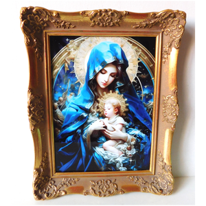 Maria și pruncul Iisus, imagine de porțelan în ramă aurie - casă & stil de viață - accesorii religioase - cruce - Artynos.ro