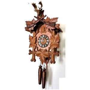 Ceas cu cuc sculptat in Padurea Neagra cu trofeu de cerb lopatar, Casa & Stil de viata, Decoratiuni de casa, Decoratiuni de pereti, Ceasuri de perete, , ARTYNOS