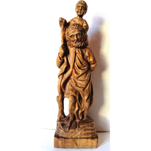 Statuie sculptata vintage a Sfantului Cristofor cu pruncul Iisus la gat, Arte vizuale si accesorii , Sculptura, Statuie lemn, Prelucrarea lemnului, Statuie mare si frumoasa din lemn sculptat, Sfantul Cristofor cu pruncul Iisus pe umeri. Sculptata ..., ARTYNOS