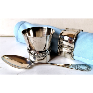 Set de botez vintage din argint si placat cu argint - Artynos.ro