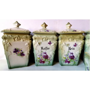 Set frumos de suporturi pentru condimente din faianță antică - casă & stil de viață - echipamente de bucătărie - accesorii de depozitare  - recipient de condimente - Artynos.ro