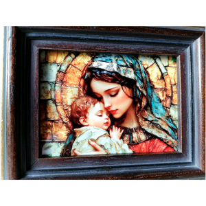 Frumoasa Maria cu pruncul Iisus pe fundal de porțelan - casă & stil de viață - accesorii religioase - icoane cu sfinți - Artynos.ro