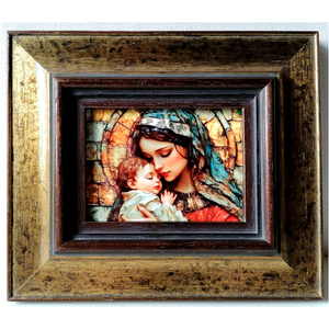 Frumoasa Maria cu pruncul Iisus pe fundal de porțelan - casă & stil de viață - accesorii religioase - icoane cu sfinți - Artynos.ro