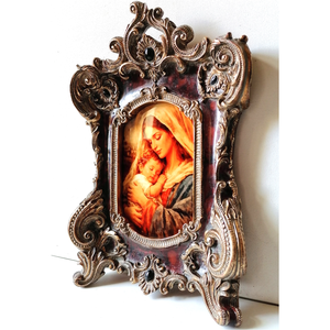 Maria cu pruncul Iisus, imagine din porțelan în ramă barocă - casă & stil de viață - accesorii religioase - icoane cu sfinți - Artynos.ro