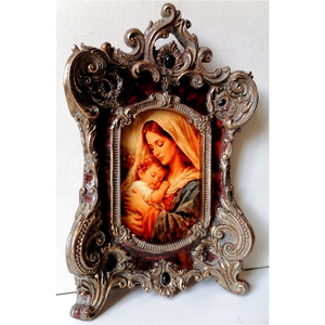 Maria cu pruncul Iisus, imagine din porțelan în ramă barocă - casă & stil de viață - accesorii religioase - icoane cu sfinți - Artynos.ro