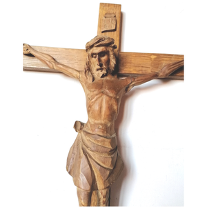 Crucifixul lui Isus, sculptat în stil antic, frumos și mare - casă & stil de viață - accesorii religioase - cruce - Artynos.ro