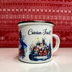 Cană din metal personalizată-Crăciuni fericit - accesorii de crăciun - cadou tematic de moș crăciun, decorațiuni - cadouri de moș crăciun - Artynos.ro