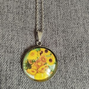 Colier din oțel medical cu lentile din sticlă și motiv Van Gogh -  - Artynos.ro