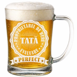 Cana de bere gravata pentru tata - proprietarul de bere Tata evaluare perfect, Casa & Stil de viata, Echipamente de bucatarie, Accesorii de servire, Halba de bere, Gravare, pirogravura, Arta de sticla, ARTYNOS