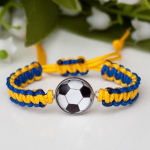 Bratara macramé impletita pentru copii - Fotbal galben/albastru, , , ARTYNOS
