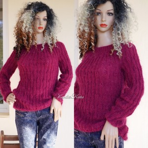 LONCI - pulover exclusiv tricotat manual din mohair / violet - îmbrăcăminte și modă - haine damă - hanorace, cardigane - Artynos.ro