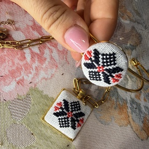 Set accesorii aurii brodate - bijuterii - seturi de bijuterii - Artynos.ro