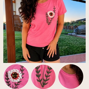 Tricou cu broderie manuala - îmbrăcăminte și modă - haine damă - tricou și top de damă - Artynos.ro