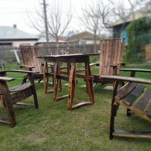 Set masă din trei funduri de butoi și patru fotolii de grădină - casă & stil de viață - accesorii pentru casă și grădină - mobilier și bănci de grădină  - Artynos.ro