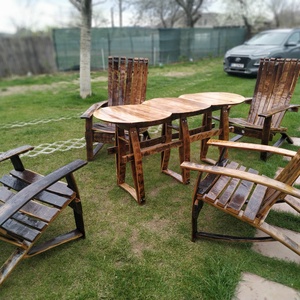 Set masă din trei funduri de butoi și patru fotolii de grădină - casă & stil de viață - accesorii pentru casă și grădină - mobilier și bănci de grădină  - Artynos.ro