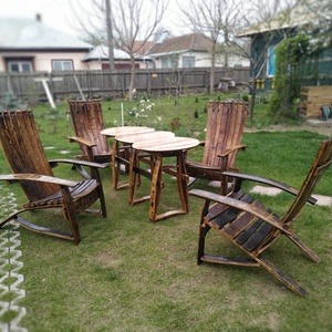 Set masă din trei funduri de butoi și patru fotolii de grădină - casă & stil de viață - accesorii pentru casă și grădină - mobilier și bănci de grădină  - Artynos.ro