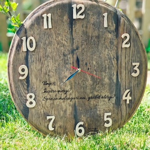 Ceas din fund de butoi vechi, recuperat - casă & stil de viață - accesorii pentru decorat casa - decorațiuni de pereți, decorațiuni suspendate - ceasuri de perete - Artynos.ro