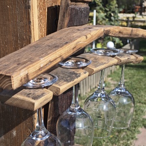 Suport pentru 4 sticle și 4 pahare - casă & stil de viață - mobilier artizanal - alt mobilier - Artynos.ro