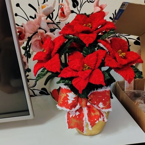 Vază decorativă cu Crăciunițe  realistice - casă & stil de viață - decorațiuni de casă - accesorii florale - buchete de flori - Artynos.ro