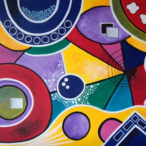 Tablou original abstract 50x70cm - Simfonia Culorilor, Casă & Stil de viață, Accesorii pentru decorat casa, Picturi murale, Tablouri/picturi pe pânză, Pictură, ARTYNOS