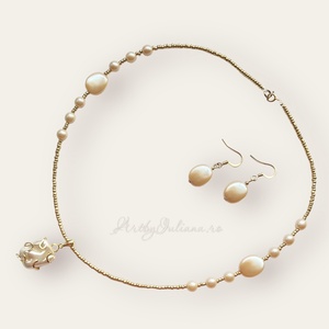 Set handmade argint 925 aurit Perlă captivă - Artynos.ro