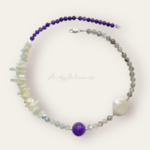 Colier handmade Bila violet, Bijuterii, Coliere, Coliere cu mărgele, Confecționarea bijuteriilor, ARTYNOS