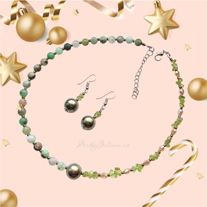 Set handmade cu crisopraz și olivină Verde dulce - bijuterii - seturi de bijuterii - Artynos.ro