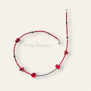 Colier handmade cu pietre semipretioase Inimi conectate - bijuterii - coliere - coliere cu mărgele - Artynos.ro