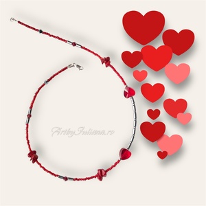 Colier handmade cu pietre semipretioase Inimi conectate - Artynos.ro
