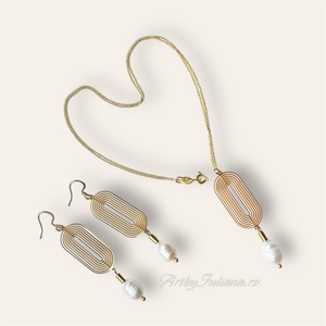 Set colier și cercei Perle elegante - bijuterii - seturi de bijuterii - Artynos.ro