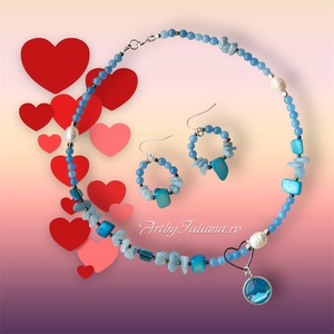 Set handmade argint 925 și acvamarin Marea mediterană - Artynos.ro