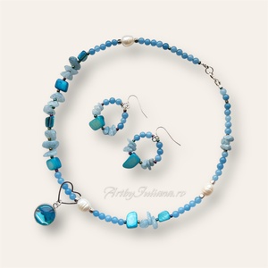 Set handmade argint 925 și acvamarin Marea mediterană - bijuterii - seturi de bijuterii - Artynos.ro