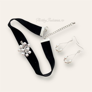 Set choker si cercei Copac cu perle - bijuterii - seturi de bijuterii - Artynos.ro