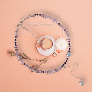 Colier handmade cu pietre semipretioase Stea violet - Artynos.ro
