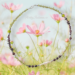 Colier handmade cu pietre semipretioase si argint Flori de primăvară - Artynos.ro