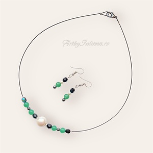 Set handmade Zana verde - bijuterii - seturi de bijuterii - Artynos.ro