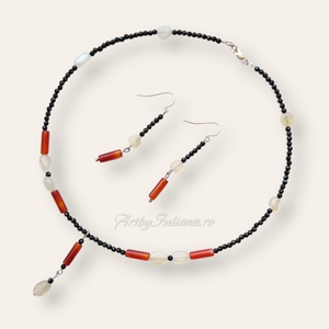 Colier handmade cu pietre semipretioase si argint Cocktail la plajă - bijuterii - seturi de bijuterii - Artynos.ro