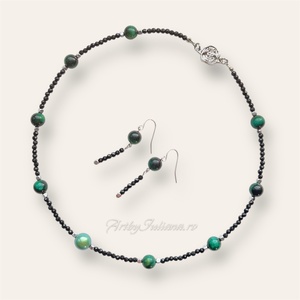 Set (colier, cercei) pietre semiprețioase și argint Verde de Paris - bijuterii - seturi de bijuterii - Artynos.ro